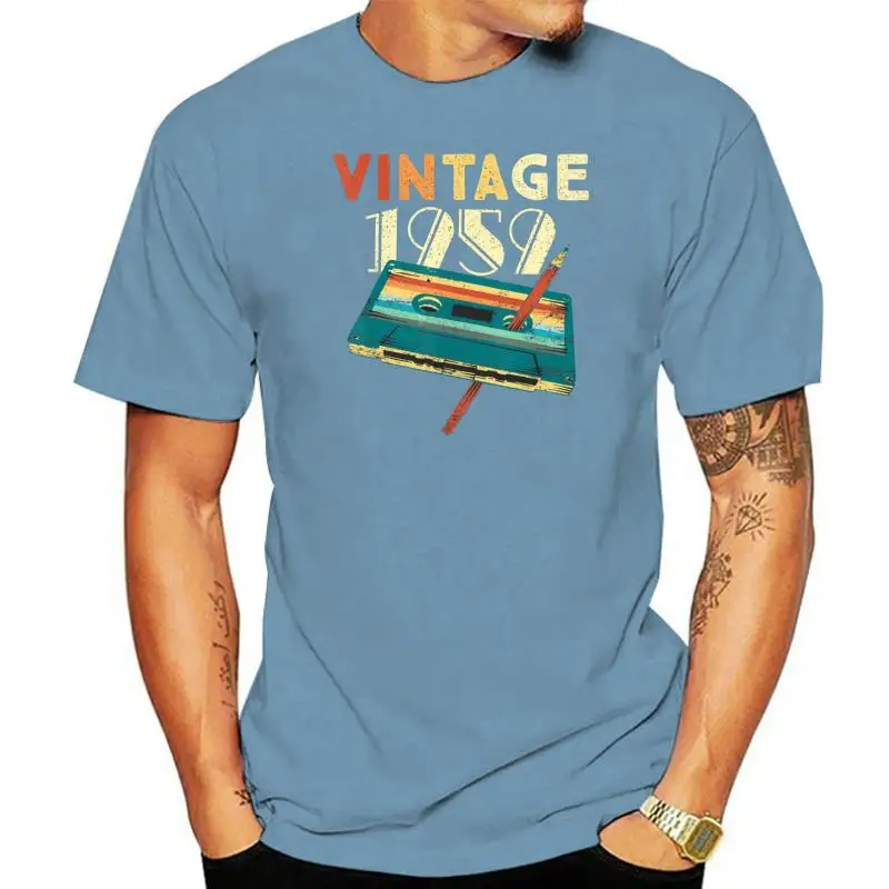 Винтажная футболка модель 1959 кассета с музыкой подарки на день рождения 60 лет
