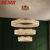 dlmh postmodern long pendant lamp round led fixtures decorative gold crystal chandelier for home living room