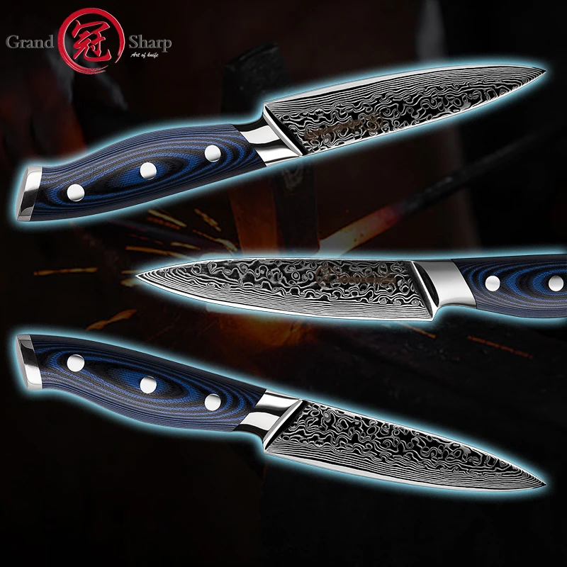 5-дюймовый универсальный нож GRANDSHARP 67 слоев японский дамасский кухонный