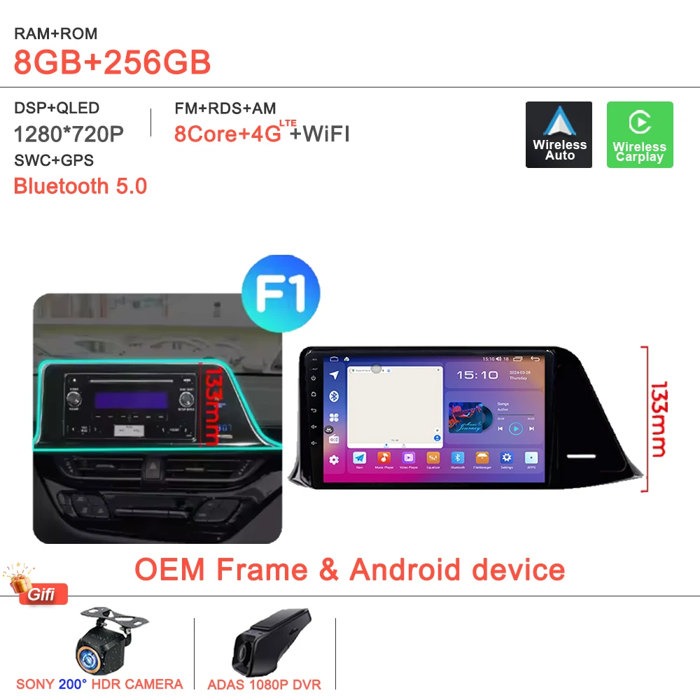 

Автомобильный DVD-мультимедийный плеер Android 14 для Toyota C-HR CHR 2016-2020 авторадио GPS-навигация Carplay стерео радио мультимедиа