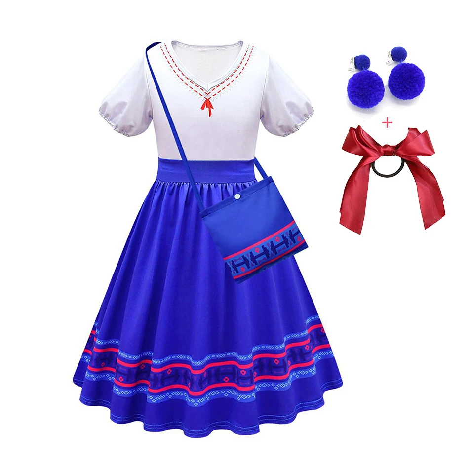 Baby Girls Encanto Charm Dresses Kids Carnival Party Costume Dolores Mirabel Isabella Princess Clothes Toddler Ball Gown