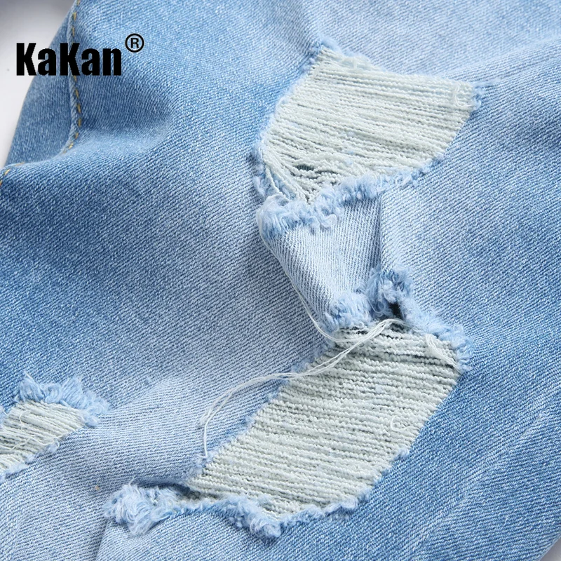 Kakan - European and American New Summer Men's Split Hole Jeans Men's Wear, Trendy Mid pants Scratched Short Jeans K09-212