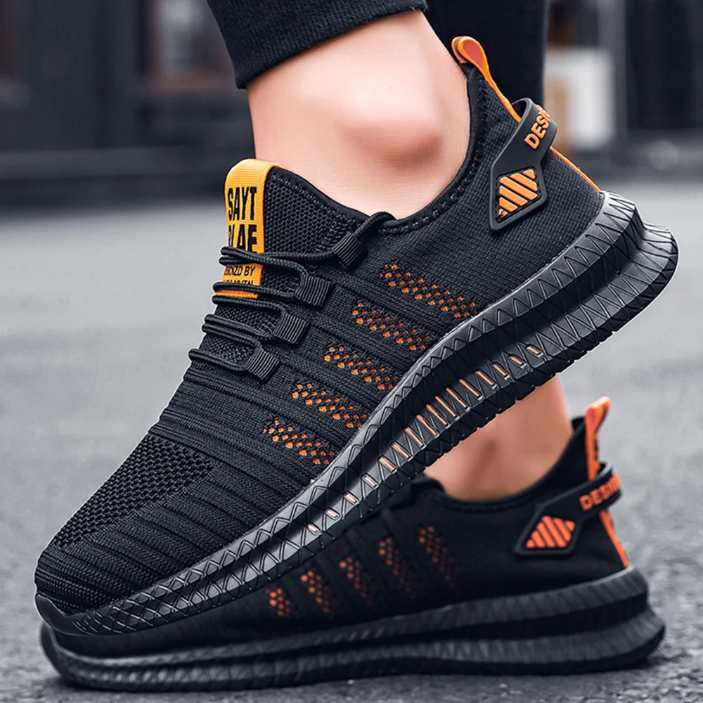 New Men Sneakers Fashion Mesh Casual Shoes Lac-up Breathable Lightweight Walking Sneakers Men Shoes Plus Size Summer Tenis Shoes