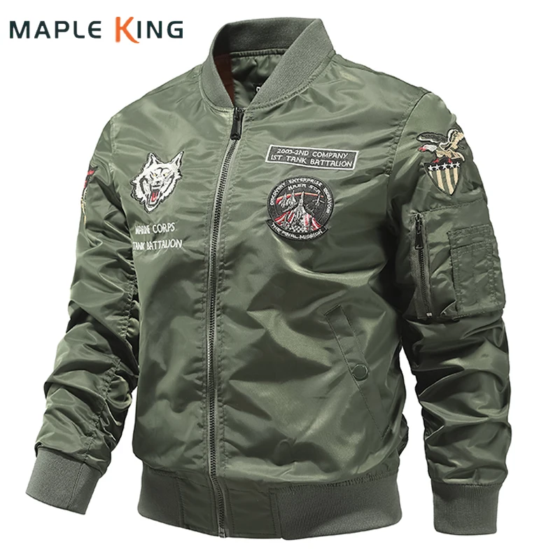 

Chaqueta Bomber Militar Embroidery for Men Jackets Coats Vintage Outdoor Pilot Zipper Baseball Jacket Women Hip Hop Streetwear