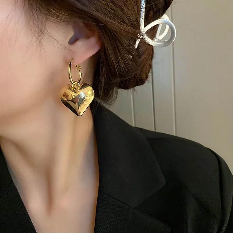 Женские серьги-подвески в форме сердца из нержавеющей стали