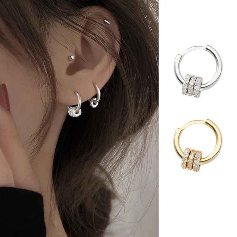 

Серьги-кольца из серебра, с цирконом