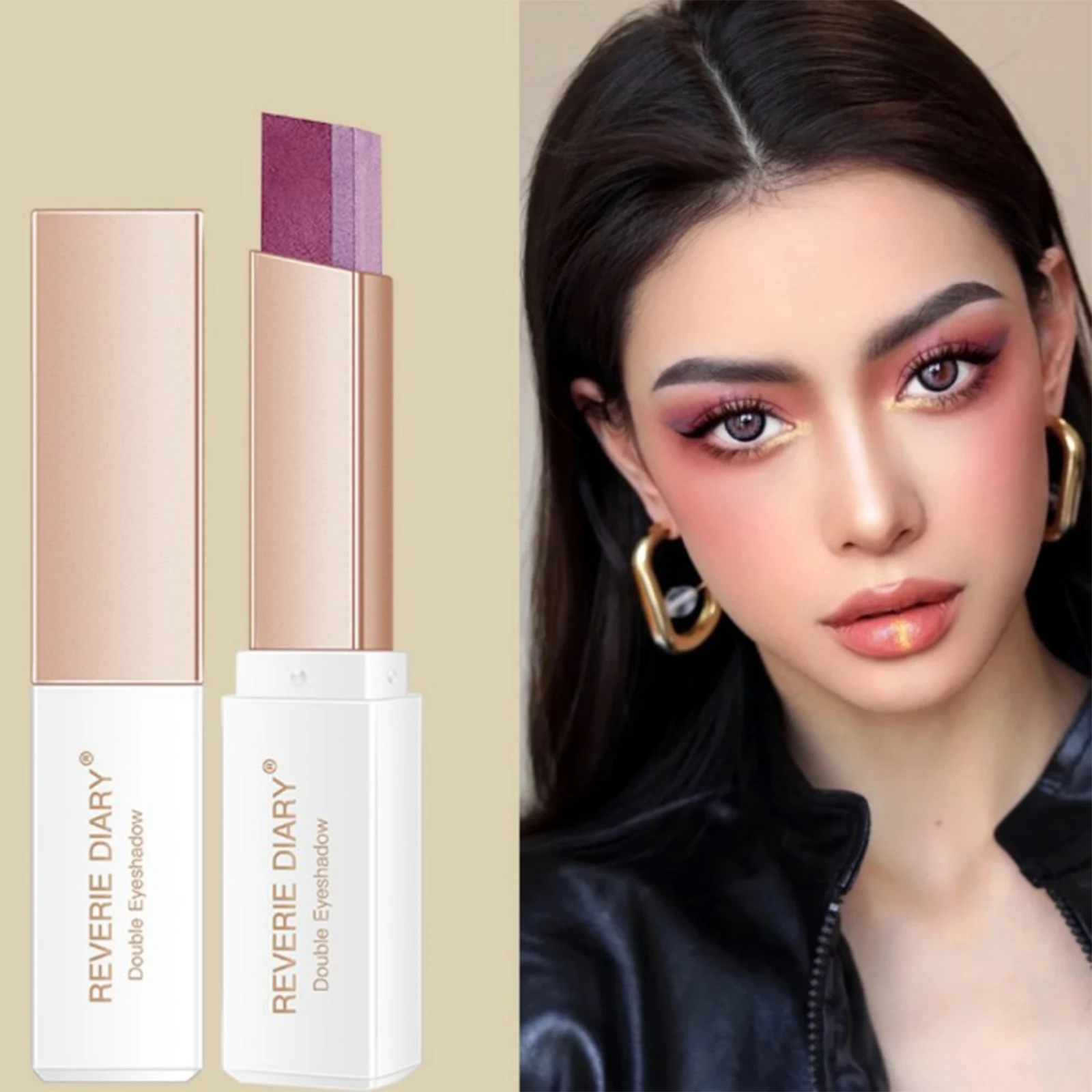 

Waterproof Bling Double Color Gradient Velvet Eye Makeup Shadow Stick Mix Glitter Matte Eyeshadow Pallete Pen Dual Color Shadow