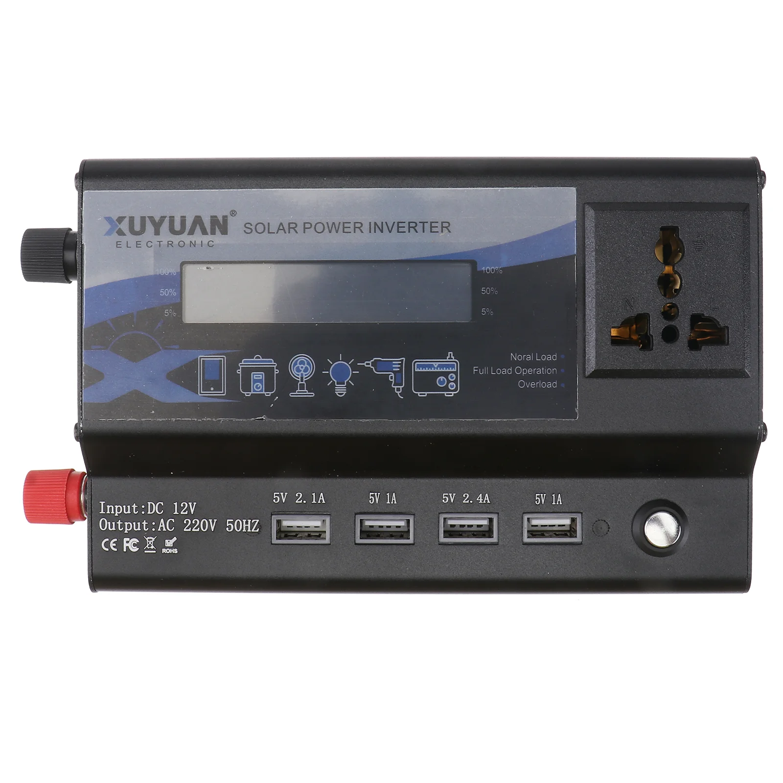 

1 Set Modified Sine Wave 4 USB Ports LED Atmosphere Light Car Inverter Car Charger Converter