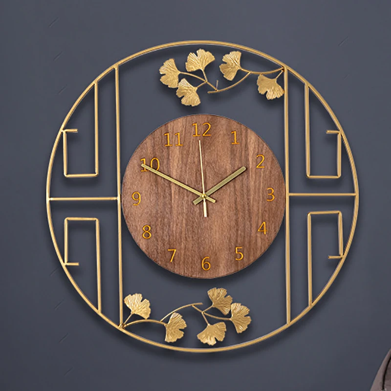 

Luxury Living Room Wall Clocks Home Decor Quartz Wooden Big Size Wall Clock Modern Metal Decoration Salon Home Decoration