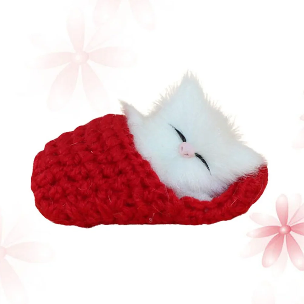 

Mini Toy Sleeping Cat Slipper Meows Sounds Decor Hand Kitten Shoe Decorate