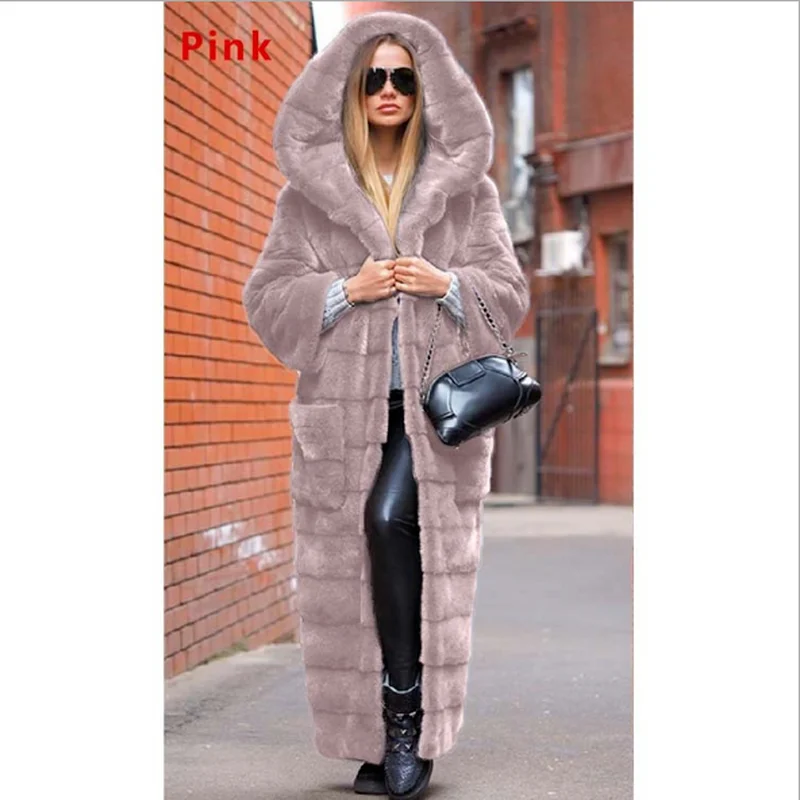 Women's Jacket Windbreaker 2023 Faux Fur Imitation Mink Fur Hooded Cotton-padded Coat To Keep Warm and Thicken Plush Plush Coat