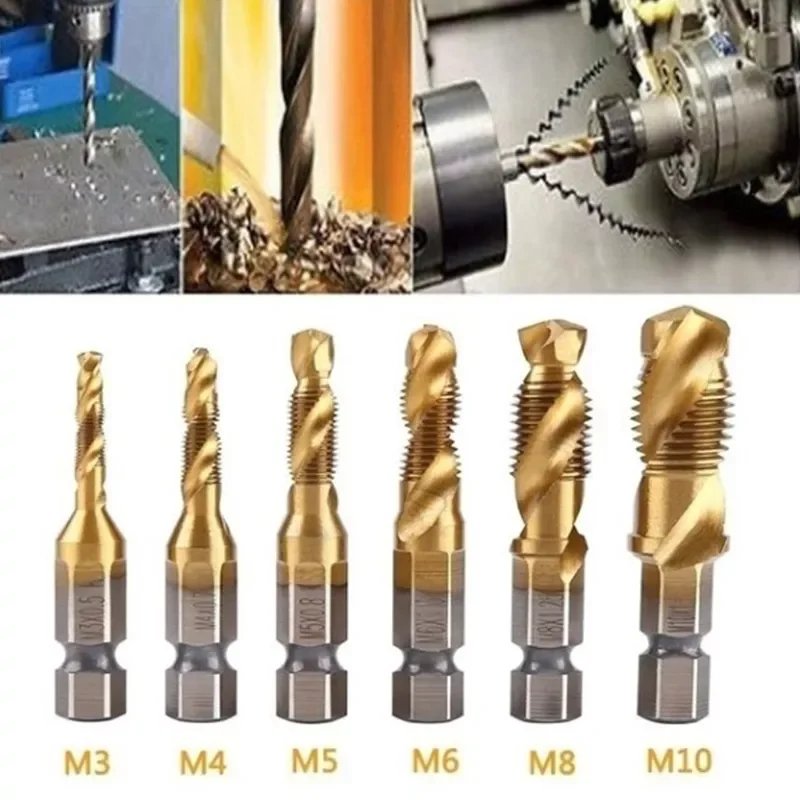 

Hss auger tap drill bits countersunk burr set Metric composite bit Hss high speed steel surface 1/4 shank power tool
