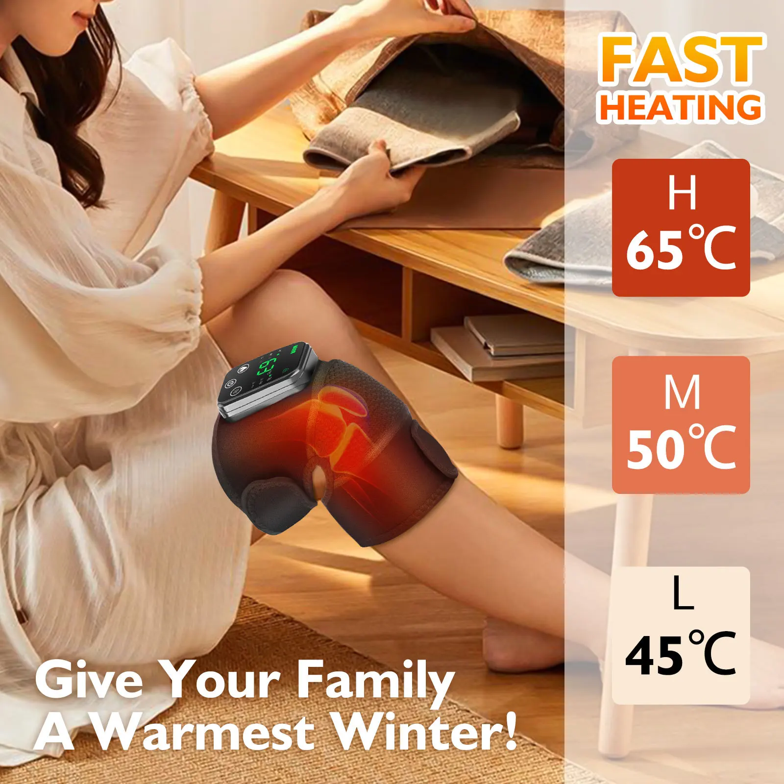 

Массажер Электрический для суставов колена, устройство для Электроподогрева, вибрирования колена, физиотерапия, обезболивание, снятие бол...