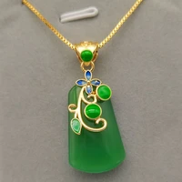 natural green chalcedony hand carved pingan brand pendant fashion boutique jewelry men and women agate necklace popular gifts