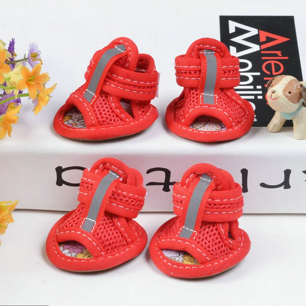 Small Dog Shoes for Hot Pavement Summer Breathable Mesh Sandals for Dogs Girls Boys Non Slip Rubber Sole Pet Boots for Walking