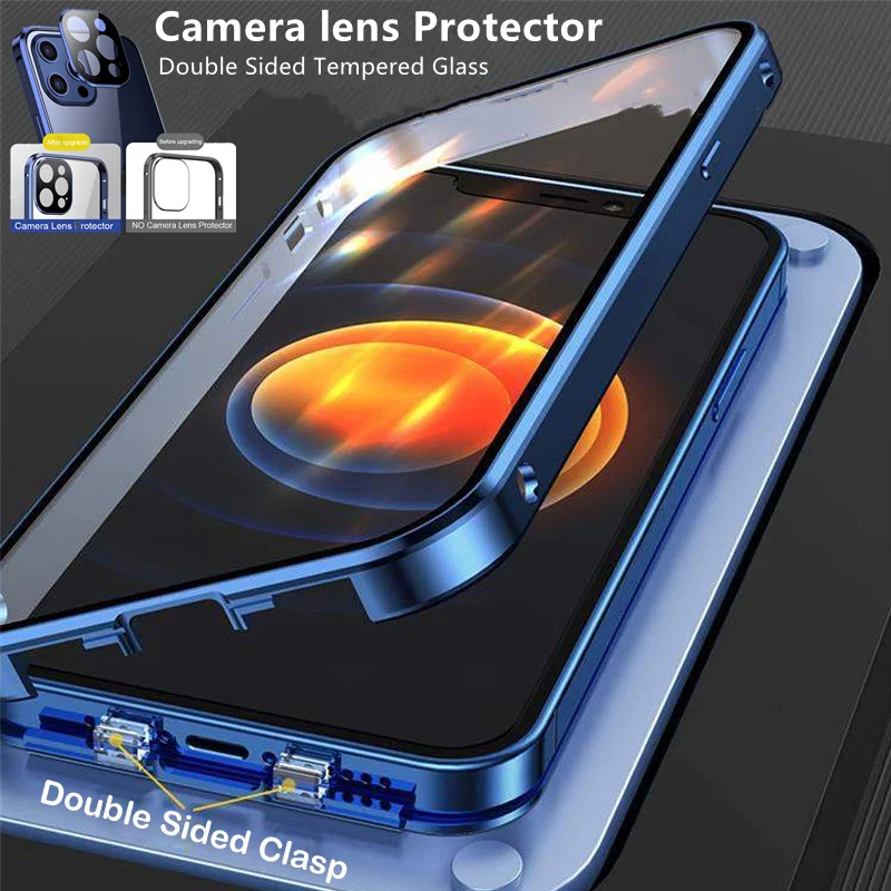 

360°Double-sided Glass Cover for IPhone 13 12 11 Pro 13mini 12mini Fall Prevention Lens Protection Case Snap on Case