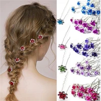 20pcsbag women wedding crystal rhinestone colorful hair clips rose flower hair pin clips headwear hair accessories 2022