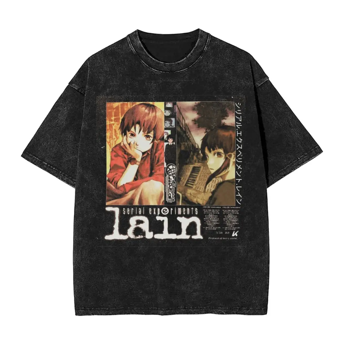 Футболка Serial Experiments Lain потертые футболки большого размера с короткими рукавами