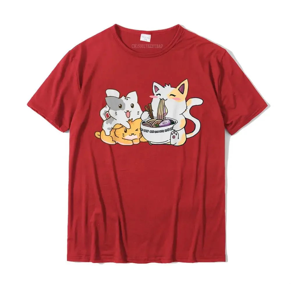 Kawaii Neko Ramen аниме футболка с кошачьей лапшой Camisas Hombre повседневные топы хлопковые