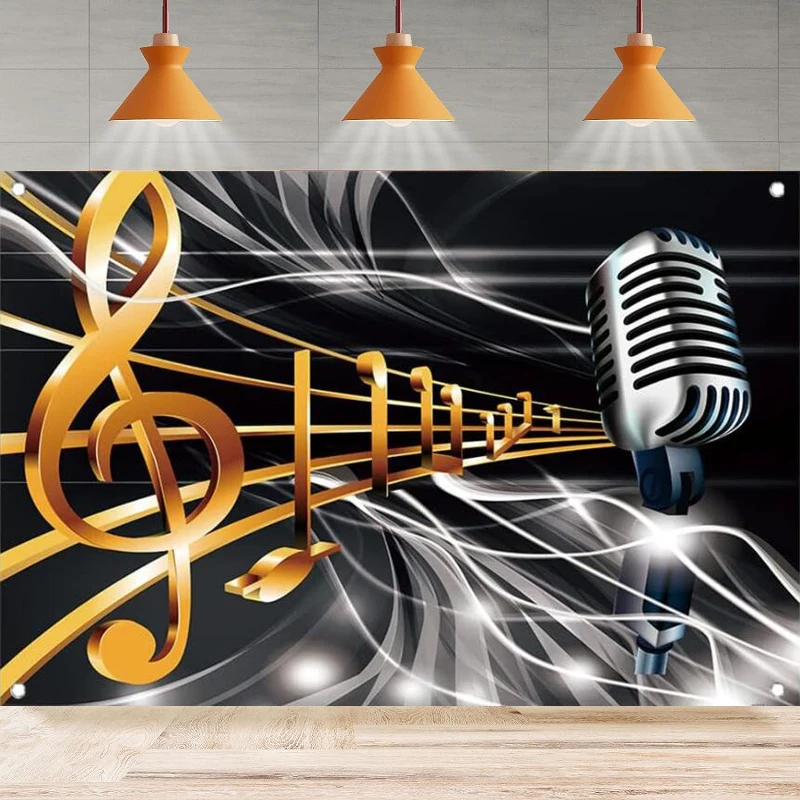 Фон для фотосъемки мечты музыкальной нотации музыкальный символ микрофон
