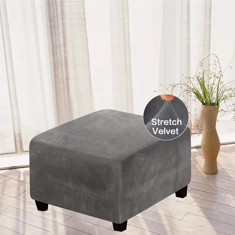 

Velvet Stool Slipcovers Fit Square Chair Footrest Washable Removable Sofa Chair Cover Elastic Footstool Covers