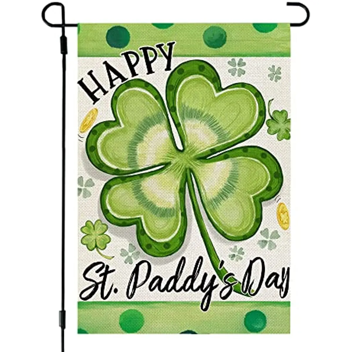 

Colorful St Paddys Day Garden Flag 12x18 Inch Double Sided for Outside Small Green Shamrocks Clovers Yard Holiday Decoration