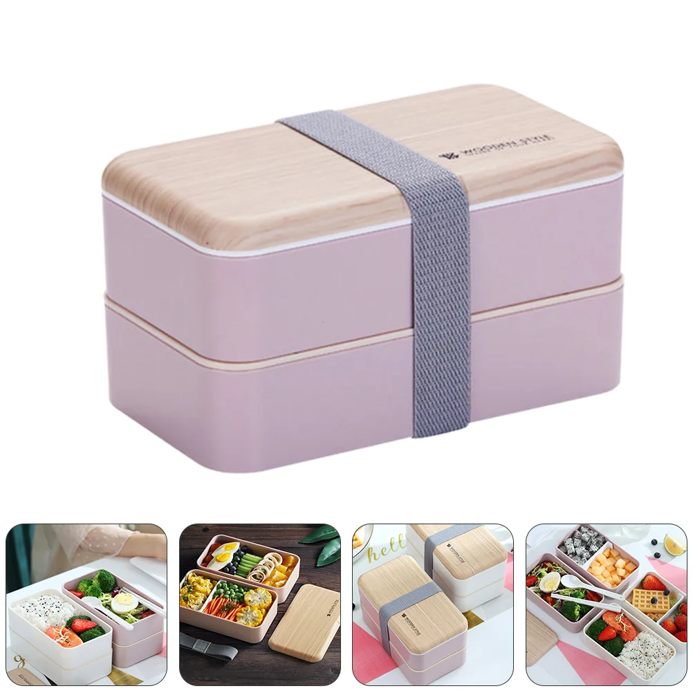 

Box Bento Lunch Layer Japanese Containers Doublecontainermeal Boxes Stackable Microwave Picnic Adult Creative Students Prep Work