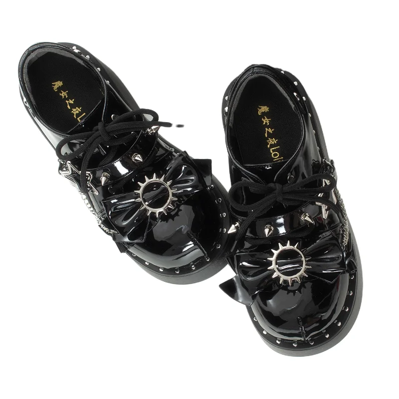 Туфли женские кожаные на толстой подошве 5-8 см с круглым носком