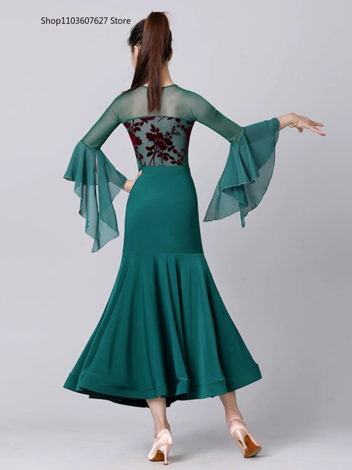 Новая длинная юбка для бальных танцев современные танцы новый женский зеленый