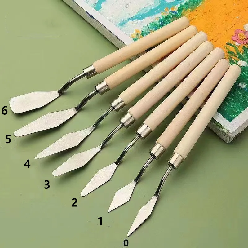 

7Pcs/Set Stainless Steel Oil Painting Knives Artist Crafts Spatula Palette Knife Oil Painting Mixing Knife Scraper Art Tools