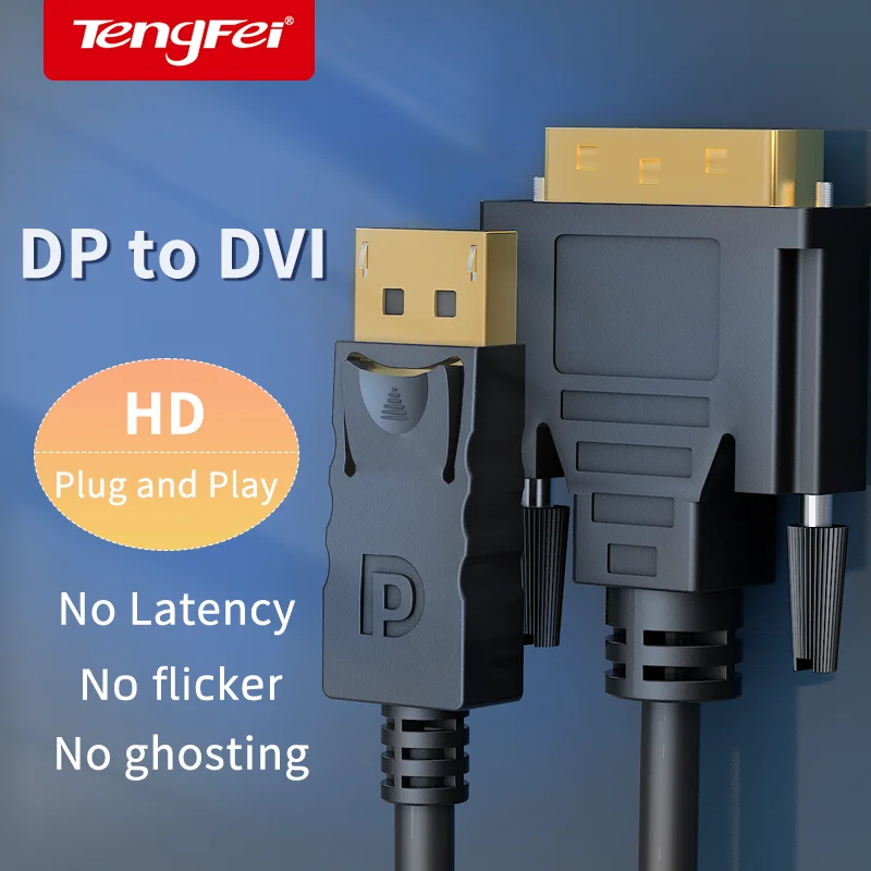 

DisplayPort DP to DVI 24+1 Cable HD 1080P DP to DVI Converter Adapter Cable For Dell Asus Monitor Projector Comptuer HDTV