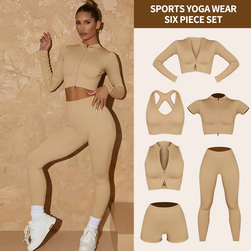 

Seamless Yoga Sets Wear Long Sleeve Suit Sports Underwear Quick Dry Yoga Vest Hip Lifting High Waist Yoga Pants