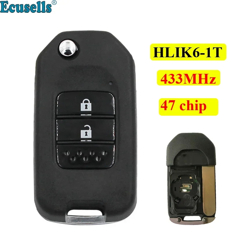 

Обновленный дистанционный ключ с 2 кнопками, 433 МГц, подходит для Honda CIVIC CR-V Fit XRV CITY GREIZ с электронным чипом ID47