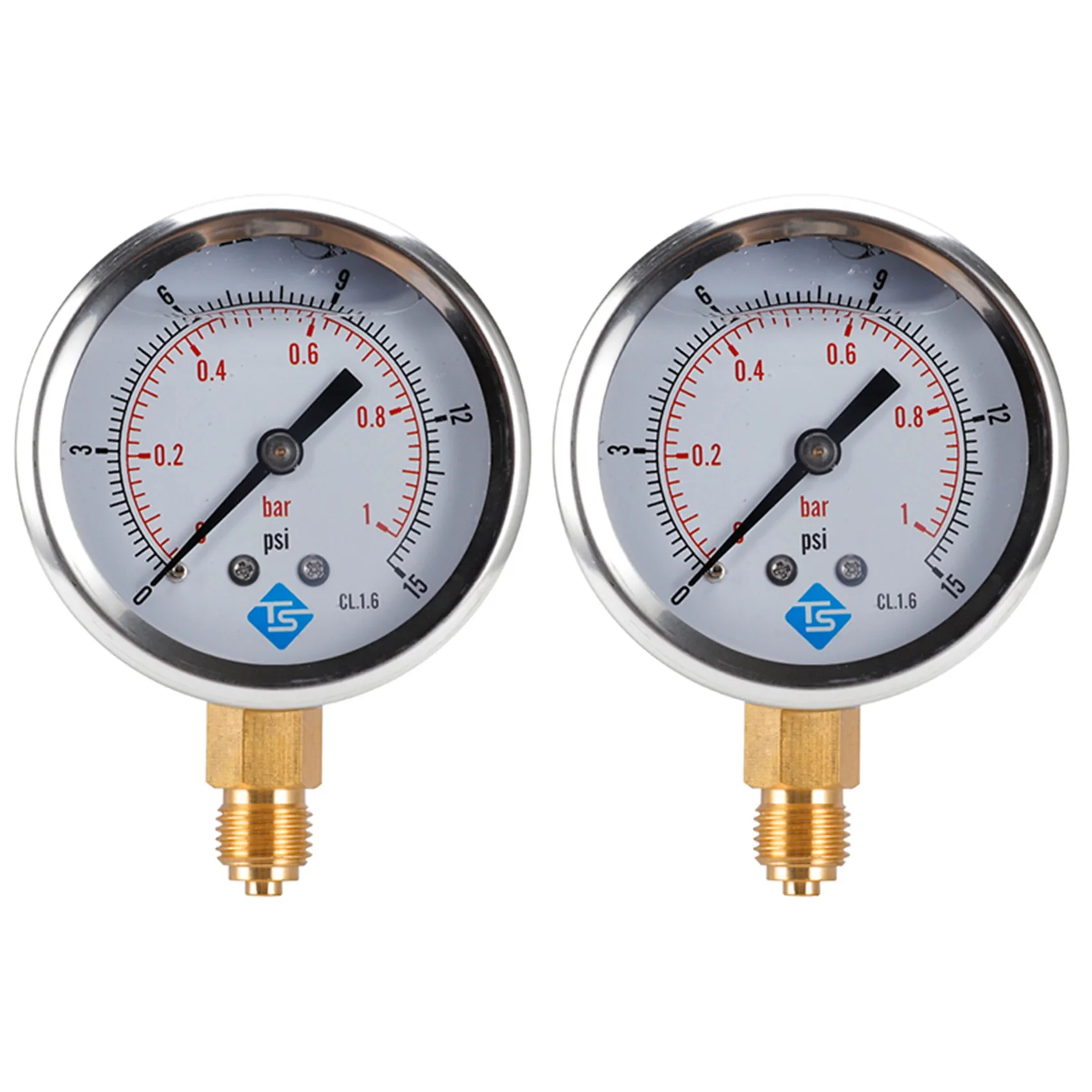 

2X TS Low Pressure Pressure Gauge 0-1Bar 0- 15PSI 1/4 Inch 68Mm Dial Hydraulic Water Pressure Gauge Manometer