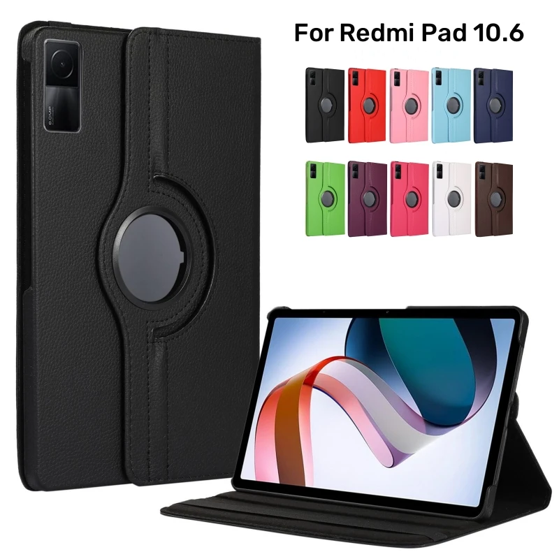 360 Rotating Redmi Pad Case 2022 10.61 inch Leather Stand Magnetic Protective Cover for Xiaomi Redmi Pad 10.61