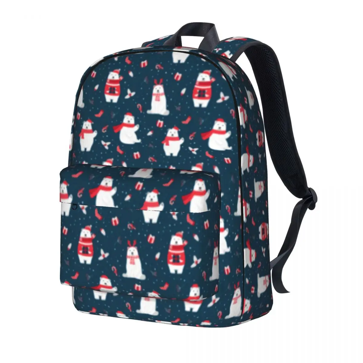 

Polar Bear Cuties Backpack Christmas Holiday Bears Hiking Backpacks Gril Fun School Bags High Quality Print Rucksack