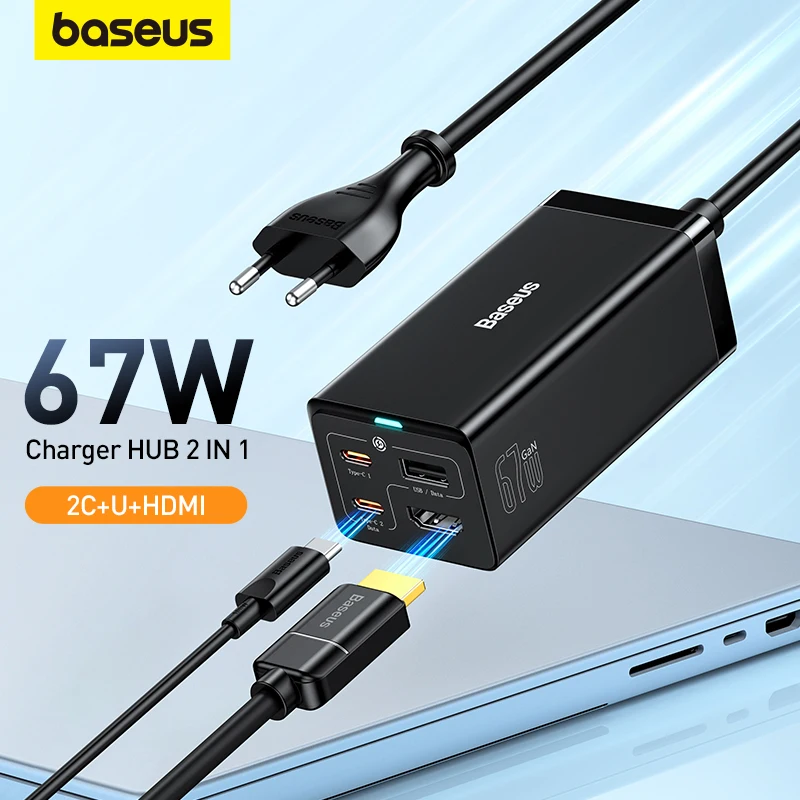 BASEUS 67 Вт GaN5 USB C зарядное устройство HUB Быстрая зарядка для iPhone 14 13 Type C HUB 4K 30 Гц HDMI USB4 адаптер для переключателя паровой палубы док