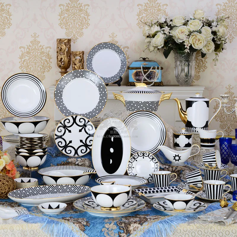 76 Head Ceramic Western Tableware Coffee Set