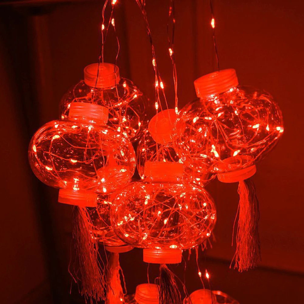 

3m 10 LED Holiday Garland Lights USB & Battery Powered Red Lantern Lamp for New Year Festival Decoration String Night Lightings