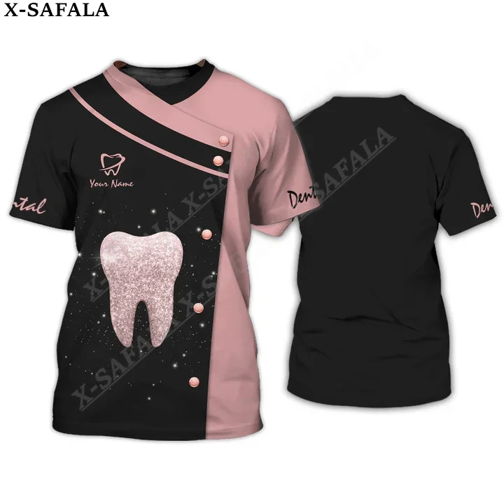 

Dental Dentist Tooth Care Personalized 3D Print High Quality Milk Fiber Normal T-shirt Summer Round Neck Men Female Casual Top-3