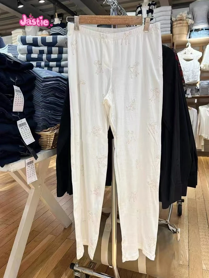 Милая домашняя одежда для сна с принтом оленя женские брюки эластичной завязкой