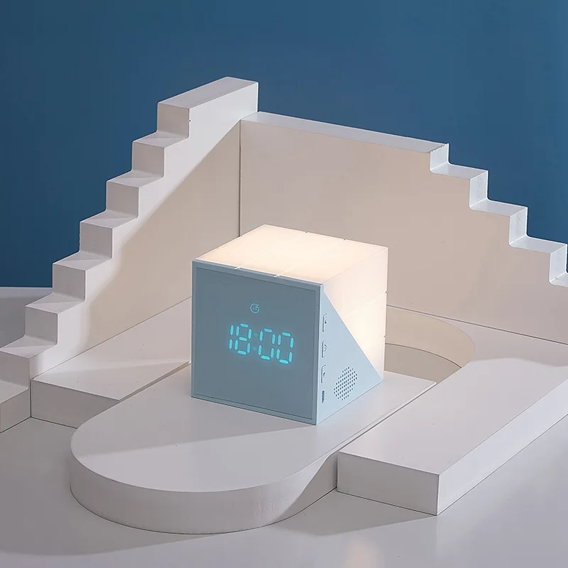 Цифровой будильник Cube светодиодный ночник 7 цветов 6 колец календарь обратный