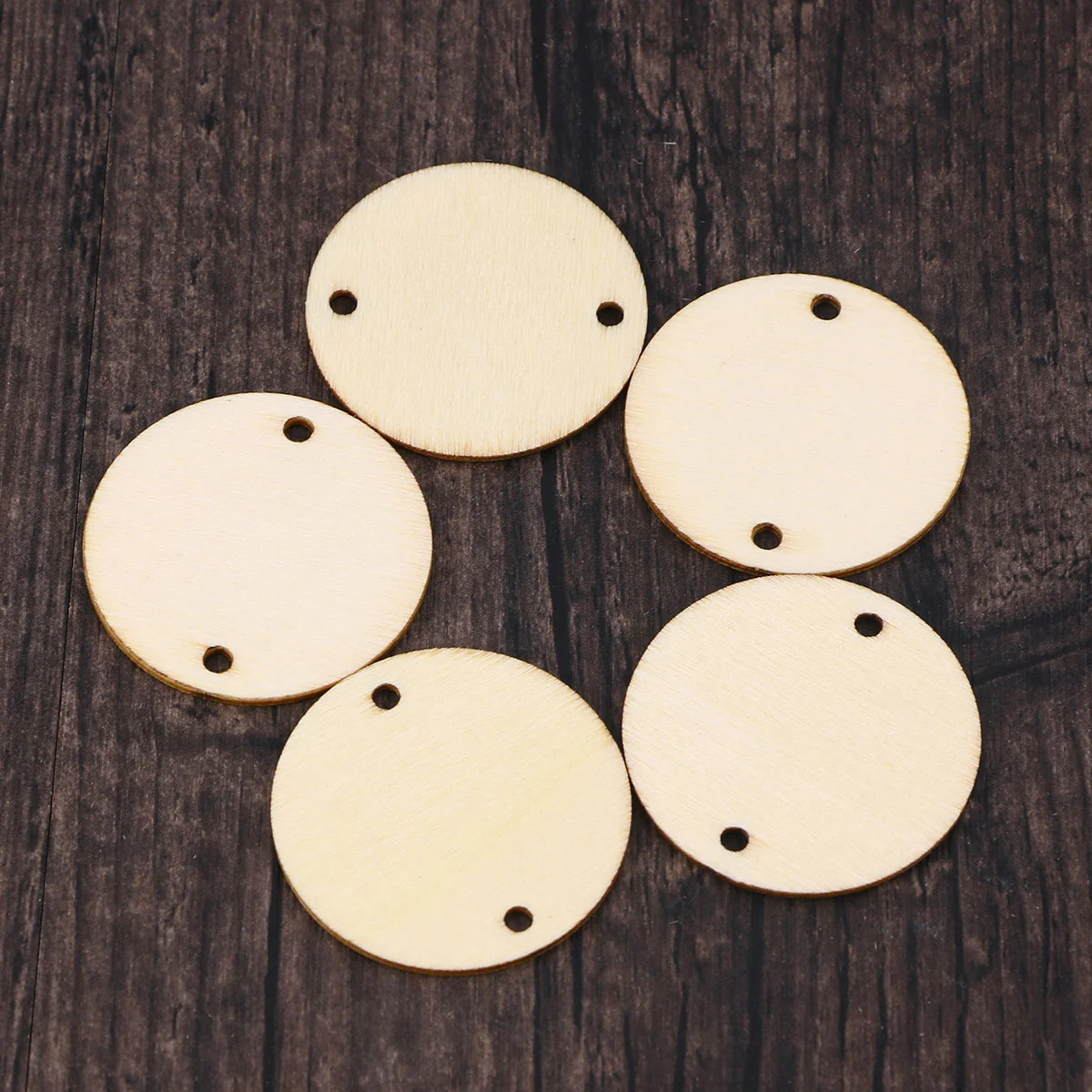 

100Pcs Wooden Slices Round 2-Hole Straight Unfinished Natural Wooden Circles DIY Pendant Accessories