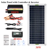 220v solar panel system kit 18v 30w solar panel with 4060a controller and 1000w inverter solar power generation kit for camping