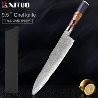 xituo profession 9 5 inch chef knife japanese damascu steel cleaver blue resin honeycomb handle kitchen utility cooking tool new