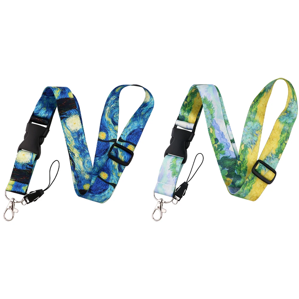 

Van Gogh Oil Painting Lanyard Safety Hanging Neck Strap Lanyard for Mobile Phone ID Name Badge Holder Keys Metal Ring