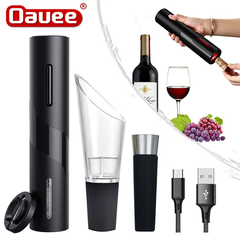 

Rechargeable Electric Wine Bottle Opener Foil Cutter Automatic Corkscrew with USB Charging Cable Suit for Kitchen Bar Can Opener
