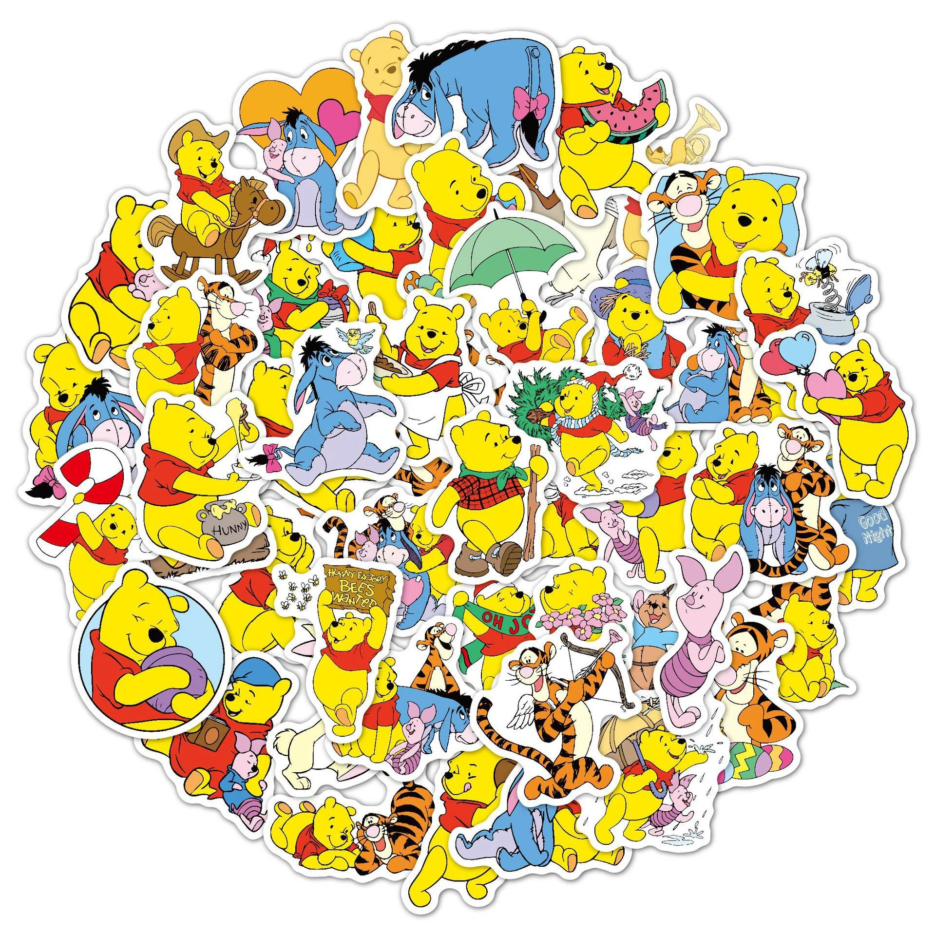 

10/30/50Pcs Disney Cartoon Winnie the Pooh Cute Stickers Laptop Motorcycle Luggage Phone Waterproof Sticker Kid Classic Toy