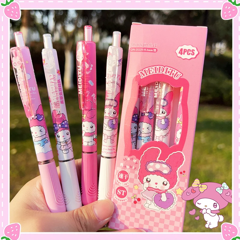 

4 шт. роликовая шариковая ручка My Melody Kawaii Канцелярские Принадлежности для студентов милый аниме Sanrioed школьный офис гладкие милые подарки для девочек