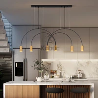 kobuc nordic geometric lines arched shape pendant light black gold modern led hanging lamp for dining room cloth store bar lamp